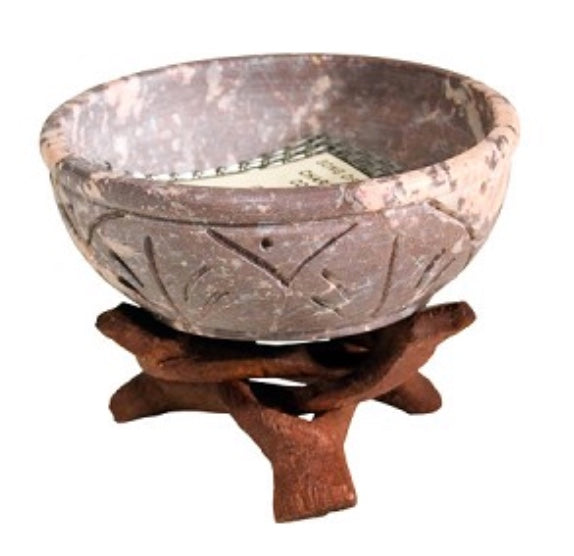 Soapstone Incense Burning Dish with Cobra Base